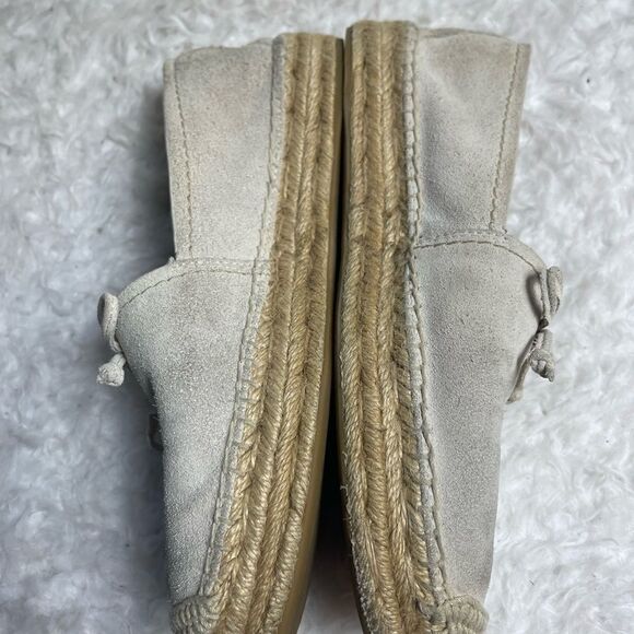 Coach Rae leather suede Beige Slip On Espadrilles Shoes front bow accent SZ8B - Picture 5 of 12